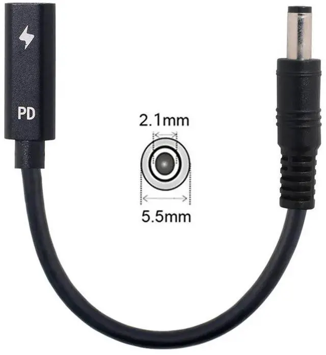 Alt view image 4 of 7 - AJMRTC USBC Female Input to DC 5.5x2.1mm PD Trigger Charging Cable, 1820V DC Output Power Converter Cord for Laptops with 5.5*2.1mm Barrel Jack, Use USBC PD Charger to Power DCPort Notebook Comput