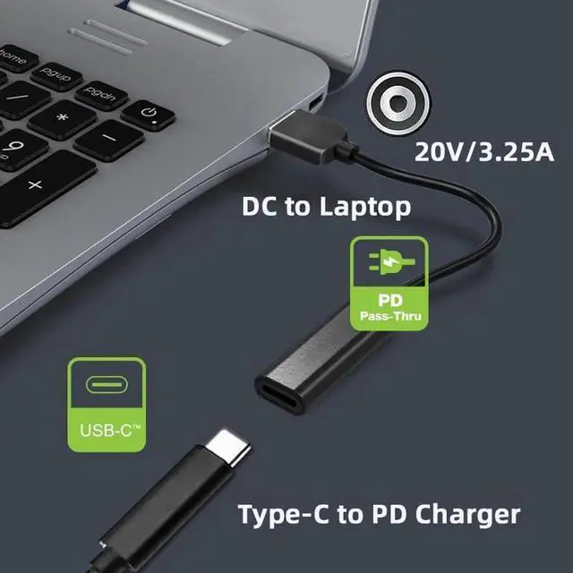 Alt view image 7 of 7 - AJMRTC USBC TypeC Female Input to DC 5.5x2.5mm PD Charging Power Cable, 1820V DC Output Converter Cord for Compatible Laptops Power Supply