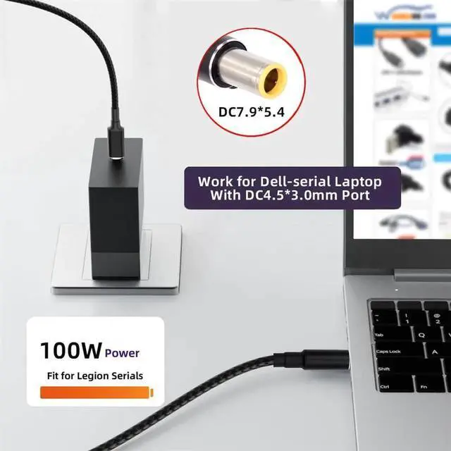 Alt view image 7 of 7 - AJMRTC USBC TypeC 100W 20V Input to DC 7.9*5.4mm PD 65W Output Charging Cable, QC PD Power Converter Cord for Compatible DCJack Laptops