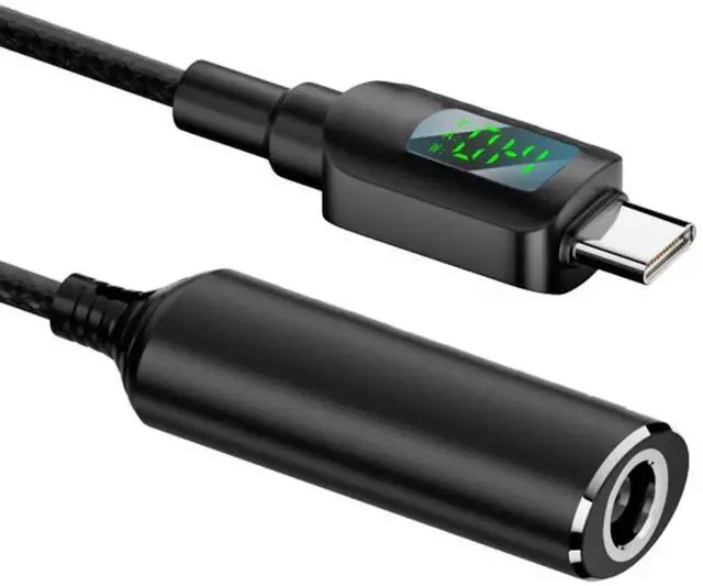Main image of AJMRTC 7.4x5.0mm DC Jack Input to USBC TypeC 140W Smart LED Display Charging Cable, PD 5V 9V 20V 7A DC Barrel Power Converter Cord for Laptops Phones