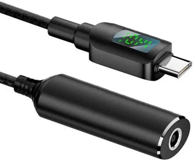 Main image of AJMRTC 4.5x3.0mm DC Jack Input to USBC TypeC 140W Smart LED Display Charging Cable, PD 5V 9V 20V 7A DC Barrel Power Converter Cord for Laptops Phones