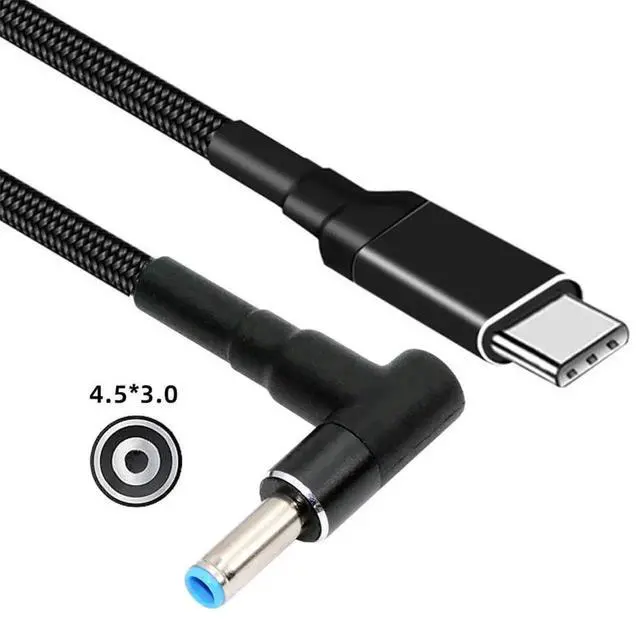 Alt view image 7 of 7 - AJMRTC USBC TypeC 100W 20V Input to DC 4.5*3.0mm PD 65W Output Charging Cable 1.8M, QC PD Power Converter Cord for Compatible HP Laptops