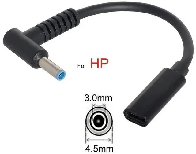 Alt view image 2 of 7 - AJMRTC USBC TypeC Female Input to DC 4.5x3.0mm PD Charging Cable, 1820V DC Output Power Converter Cord for Compatible HP Laptops