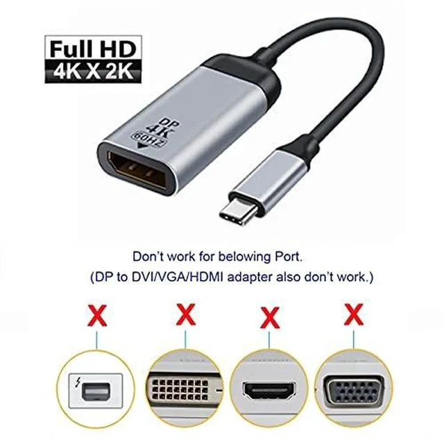 Alt view image 6 of 6 - AJMRTC USBC TypeC to DisplayPort DP Cable, 4K 2K 60Hz Video Monitor Adapter Cord, PlugandPlay Converter for Laptops Tablets and Smartphones