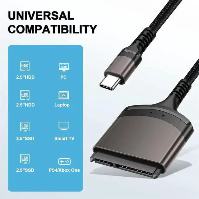 Alt view image 5 of 7 - AJMRTC USBC TypeC to SATA 22 Pin Adapter Cable, 5Gbps Data Transfer for 2.5 Inch SATA HDD SSD Hard Disk Drive, External Storage Converter for Laptops PC
