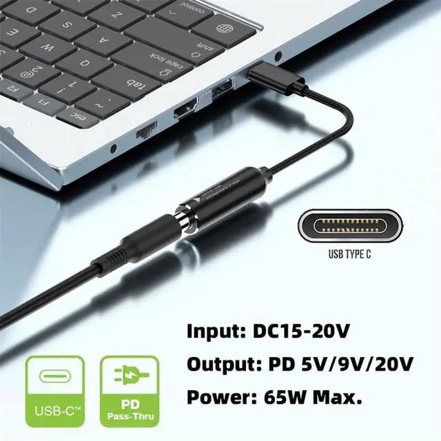 Alt view image 3 of 7 - AJMRTC DC 4.0x1.3mm Female Jack to USBC TypeC Power Plug Charging Cable, PD 9V 15V 20V 65W Power Cord for Laptops, Smartphones and DC Power Supply Devices