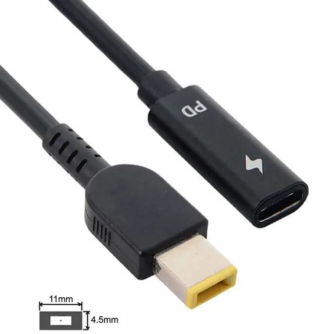 Alt view image 5 of 5 - AJMRTC USBC Female to Rectangle 11.0×4.5mm SlimTip PD Emulator Trigger Charging Cable, 65W Power Cord for Lenovo ThinkPad X1 Carbon Series Laptops
