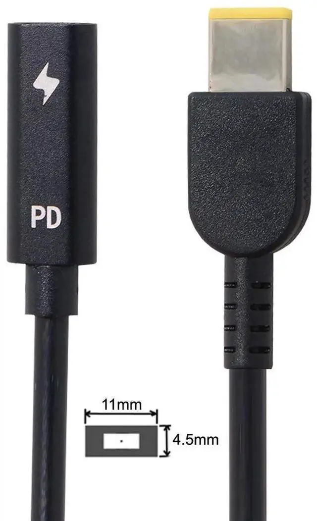 Alt view image 4 of 5 - AJMRTC USBC Female to Rectangle 11.0×4.5mm SlimTip PD Emulator Trigger Charging Cable, 65W Power Cord for Lenovo ThinkPad X1 Carbon Series Laptops