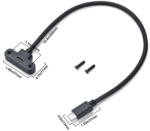 Alt view image 4 of 7 - AJMRTC USBC Male to UpAngled Female ScrewLocking Extension Cable, USB2.0 480Mbps TypeC Extender Cord for VR Headsets, Industrial Cameras and MachineVision Devices