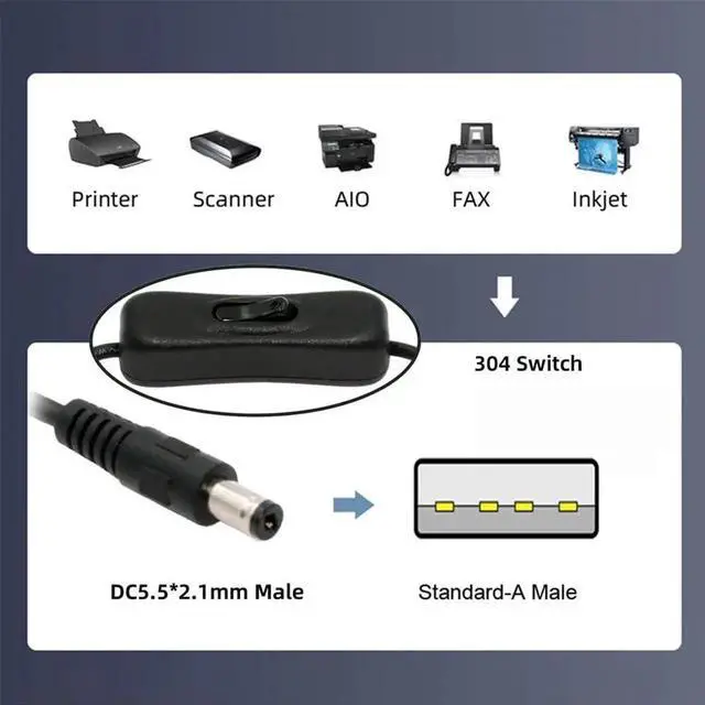 Alt view image 5 of 7 - AJMRTC DC 5.5x2.1mm Male Plug to USB TypeA Power Cable with OnOff Switch Button, DC 5V Charging Cord for Desk Lamp, Mini Fan, Security Camera and DCPowered Gadgets