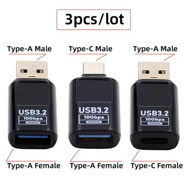 Alt view image 6 of 7 - AJMRTC 3Pack USBC to USB3.2 Gen2 TypeA Tester Adapter 10Gbps Smart LED Display, USB Power Detector for Monitoring Voltage Current Fast Charging & Data Testing