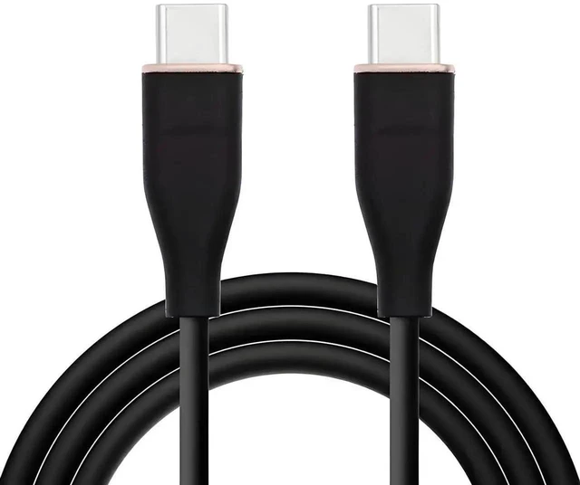 Main image of AJMRTC 2M UltraSoft HighFlex USBC Male to Male Cable, PD 65W 480Mbps HyperSuperFlexible Black USB2.0 Charging Data Cord for Laptops, Phones and USBC Gadgets