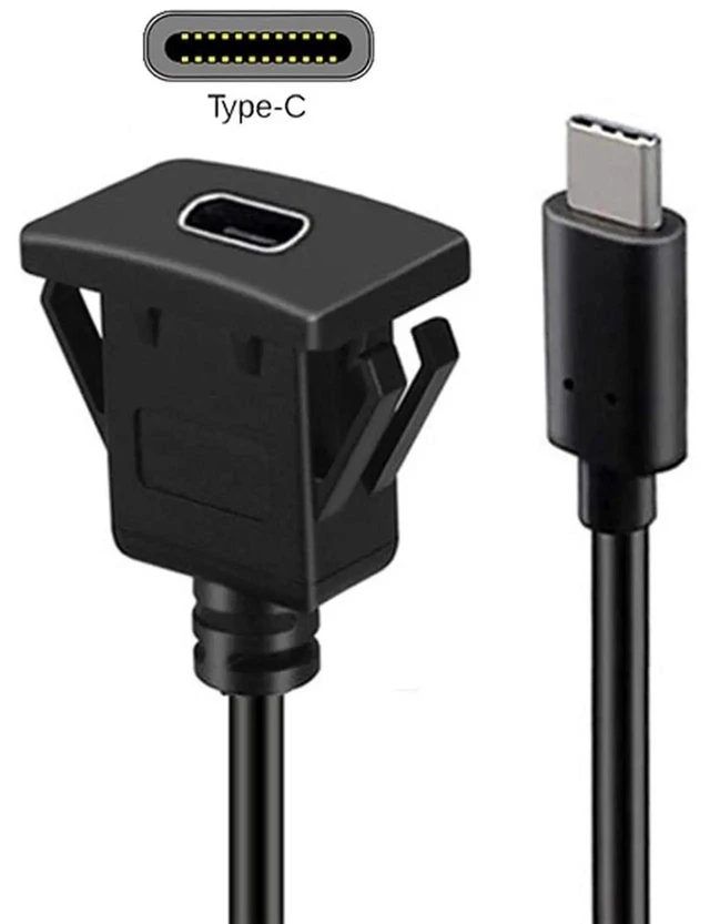 Alt view image 4 of 7 - AJMRTC Waterproof Dustproof USBC Flush LatchMount Extension Cable, USB3.1 Gen2 10Gbps PanelMount Cord for Car Dashboard, Truck, Boat and Motorcycle Installation
