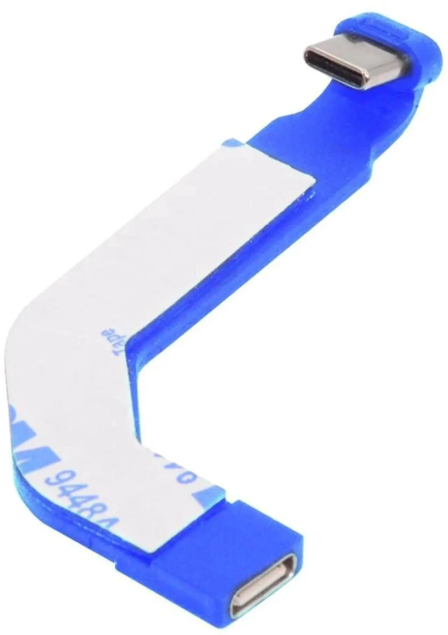 Main image of AJMRTC Angled UltraSlim USBC Male to USBC Female Extension Cable, 65W PD FastCharge ConnectorProtector Blue Cord for Smartphones, Tablets and USBC Devices