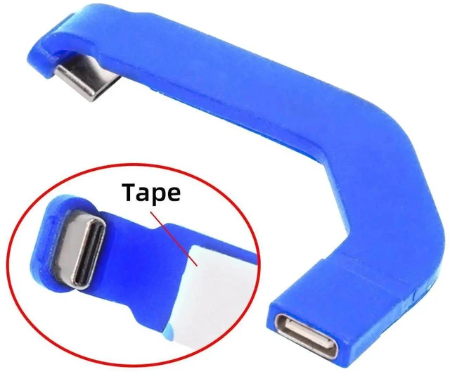 Alt view image 7 of 7 - AJMRTC Angled UltraSlim USBC Male to USBC Female Extension Cable, 65W PD FastCharge ConnectorProtector Blue Cord for Smartphones, Tablets and USBC Devices