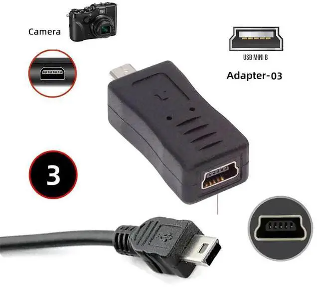 Alt view image 6 of 7 - AJMRTC 3Pack USBC / MicroUSB / MiniUSB Female to Camera Mini 8Pin Adapter, Data & Power Connector for Nikon Coolpix UCE6 UCE16 UCE17 Sony DSCW Panasonic DMCS Casio EXZ Cameras