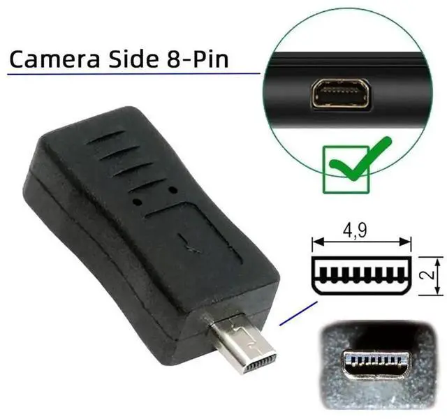 Alt view image 3 of 7 - AJMRTC 3Pack USBC / MicroUSB / MiniUSB Female to Camera Mini 8Pin Adapter, Data & Power Connector for Nikon Coolpix UCE6 UCE16 UCE17 Sony DSCW Panasonic DMCS Casio EXZ Cameras