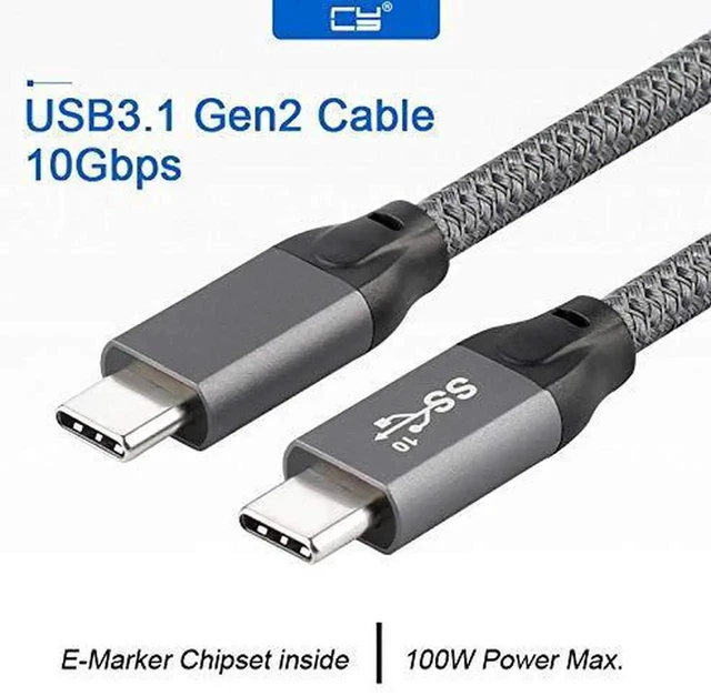 Alt view image 7 of 7 - AJMRTC USB 3.1 Gen2 TypeC Male to Male Cable 1M, 10Gbps Data Video Sync 100W PD Fast Charging Cord with EMarker Chip for Laptops Tablets Smartphones USBC Devices