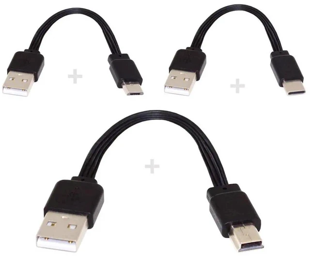 Alt view image 4 of 7 - AJMRTC 3Pcs Lot 13cm USB 2.0 Flat Slim FPC Data Cables, TypeA Male to Mini USB Micro USB TypeC Male Cord Set for FPV Drones Portable Disks Smartphones