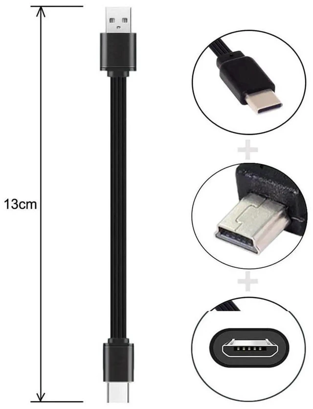 Alt view image 5 of 7 - AJMRTC 3Pcs Lot 13cm USB 2.0 Flat Slim FPC Data Cables, TypeA Male to Mini USB Micro USB TypeC Male Cord Set for FPV Drones Portable Disks Smartphones