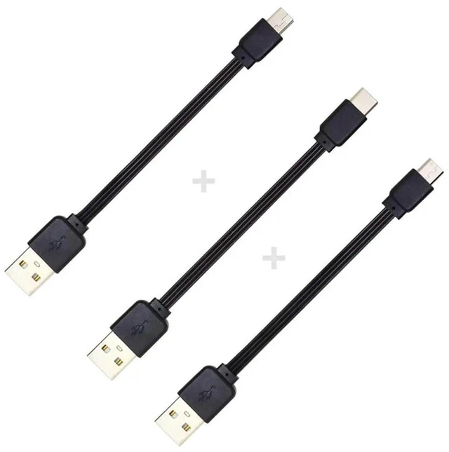 Alt view image 3 of 7 - AJMRTC 3Pcs Lot 13cm USB 2.0 Flat Slim FPC Data Cables, TypeA Male to Mini USB Micro USB TypeC Male Cord Set for FPV Drones Portable Disks Smartphones