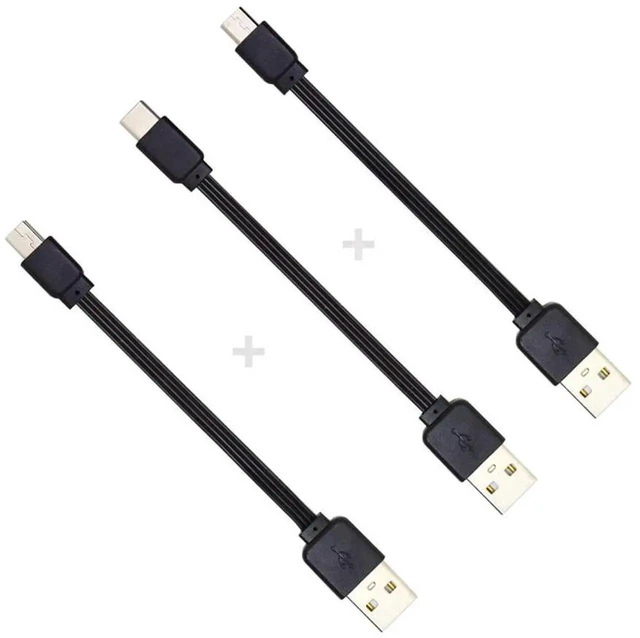 Alt view image 7 of 7 - AJMRTC 3Pcs Lot 13cm USB 2.0 Flat Slim FPC Data Cables, TypeA Male to Mini USB Micro USB TypeC Male Cord Set for FPV Drones Portable Disks Smartphones