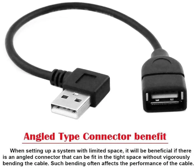 Alt view image 5 of 7 - AJMRTC 90 Degree RightAngled USB 2.0 TypeA Male to TypeA Female Extension Cable 20CM, Short LShape USBA Extender Cord for USB Flash Drives Mice Keyboards Laptops