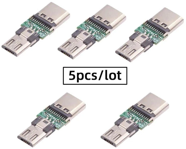Alt view image 7 of 7 - AJMRTC 5Pcs Lot 5Pin Micro USB 2.0 Male to TypeC Female PCBA Adapter,480Mbps 5V Power Data Converter Module for Smartphones Tablets Laptops USBC Devices