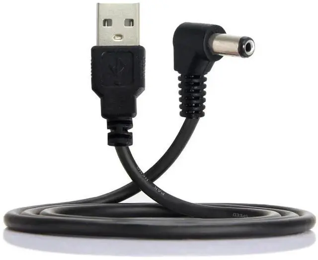 Main image of AJMRTC USB 2.0 TypeA Male to 90 Degree RightAngled 5.5x2.1mm DC Barrel Power Cable, 5V DC Jack Charging Cord for Small Electronic Devices CCTV Routers