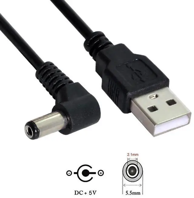 Alt view image 6 of 7 - AJMRTC USB 2.0 TypeA Male to 90 Degree RightAngled 5.5x2.1mm DC Barrel Power Cable, 5V DC Jack Charging Cord for Small Electronic Devices CCTV Routers