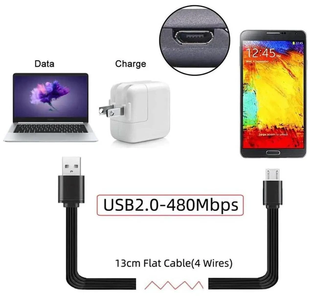 Alt view image 3 of 7 - AJMRTC 13cm Flat Slim FPC USB 2.0 TypeA Male to Micro USB Male Cable,Short Flexible Ribbon Data Sync Cord for FPV Drone,Hard Disk,Android Phone,Micro USB Enabled Devices
