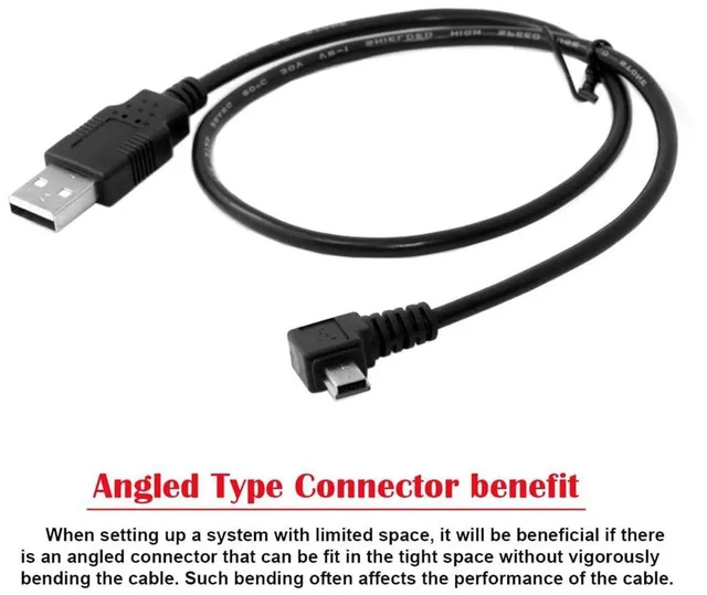 Alt view image 4 of 7 - AJMRTC 90 Degree RightAngled Mini USB B 5Pin Male to USB 2.0 TypeA Male Cable,50CM LShape Power Data Sync Cord for Digital Cameras,GPS Receivers,Old MiniUSB B Peripherals