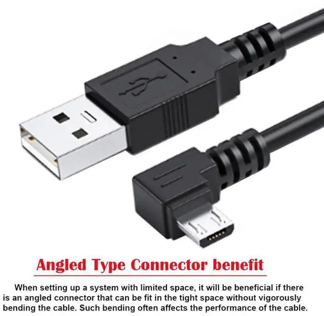 Alt view image 3 of 7 - AJMRTC LeftAngled 90 Degree Micro USB 5Pin to USB 2.0 TypeA Cable,20cm LShape Charging Data Sync Cord for Android Phones,Tablets,Digital Cameras,Micro USB 5Pin Peripherals