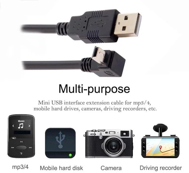 Alt view image 3 of 7 - AJMRTC 90 Degree RightAngled Mini USBB 5Pin Male to USB 2.0 TypeA Male Cable,80CM LShape Power Data Sync Cord for Digital Cameras,GPS Receivers,MP3 Players,Legacy MiniUSBB Peripherals