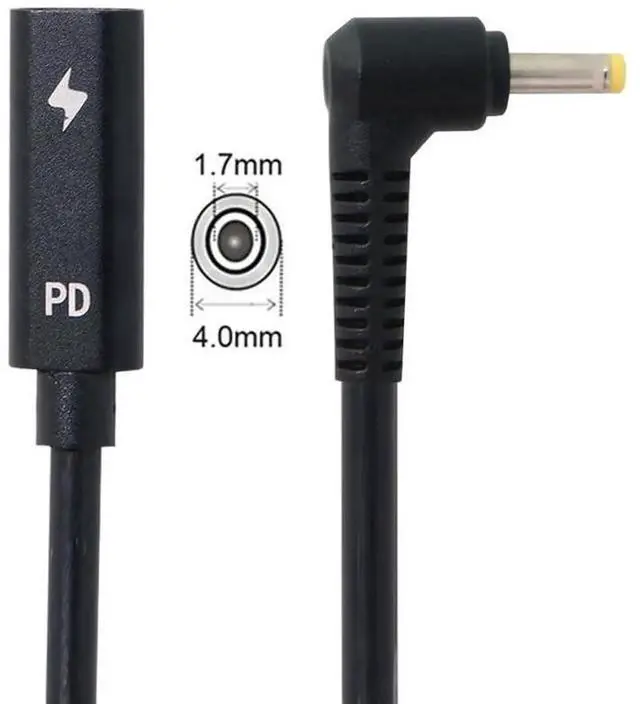 Alt view image 3 of 7 - AJMRTC USBC Female Input to DC 4.0 x 1.7mm PD Power Charging Cable,1820V PD Trigger Converter Cord for Laptops,Works with USBC PD Power Adapter & PD Power Bank