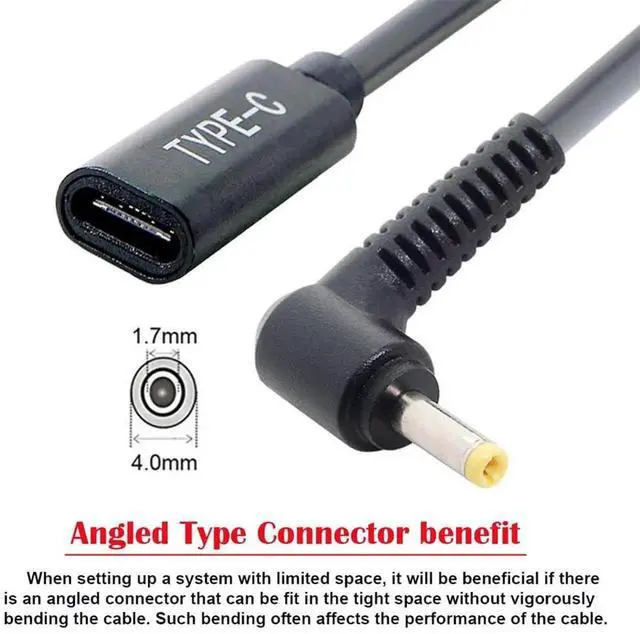 Alt view image 7 of 7 - AJMRTC USBC Female Input to DC 4.0 x 1.7mm PD Power Charging Cable,1820V PD Trigger Converter Cord for Laptops,Works with USBC PD Power Adapter & PD Power Bank