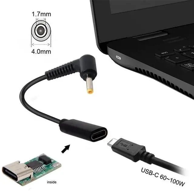 Alt view image 5 of 7 - AJMRTC USBC Female Input to DC 4.0 x 1.7mm PD Power Charging Cable,1820V PD Trigger Converter Cord for Laptops,Works with USBC PD Power Adapter & PD Power Bank