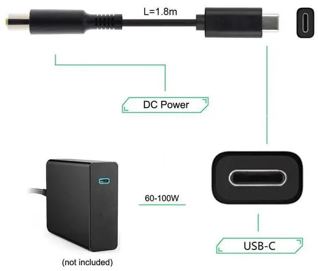 Alt view image 2 of 7 - AJMRTC USBC TypeC Input to DC 5.5 x 2.5mm PD Power Charging Cable,PD Trigger Converter Cord for Laptops Notebooks,Work with USBC PD Power Adapter and PD Power Bank