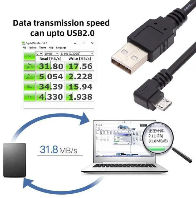 Alt view image 5 of 7 - AJMRTC LeftAngled 90 Degree Micro USB 5Pin to USB 2.0 TypeA Cable,150cm LShape Charging Data Sync Cord,480Mbps Transfer for Android Phones,Tablets,Micro USB 5Pin Peripherals