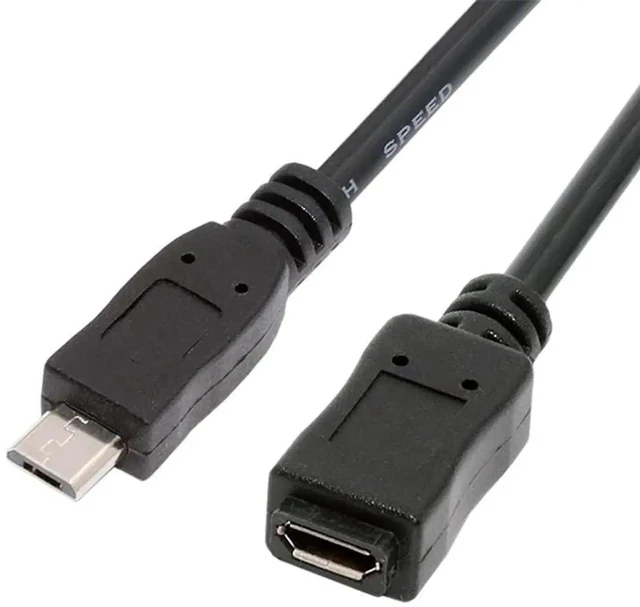 Main image of AJMRTC USB 2.0 Micro USB 5Pin Male to Female Extension Cable 20cm, 480Mbps HighSpeed Data Sync & Power Charging Cord for Android Phone, Tablet, Dash Cam, GPS, Security Camera