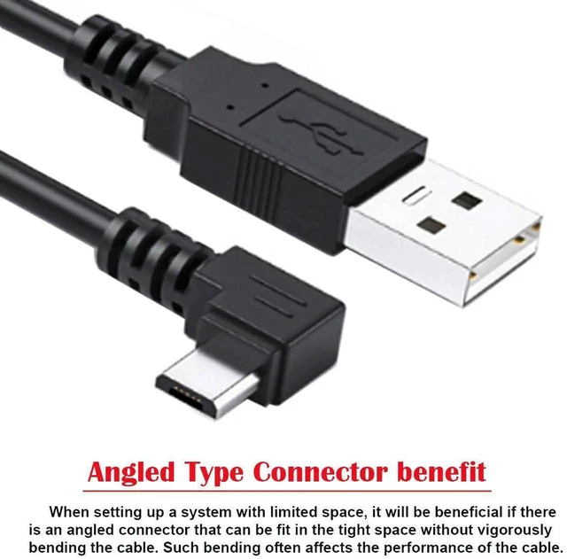 Alt view image 5 of 7 - AJMRTC Left 90 Degree Angled Micro USB 5Pin to USB 2.0 Cable 100cm, 480Mbps HighSpeed Data Sync & Charging Cord for Android Phones, Tablets, Dash Cam, GPS Devices