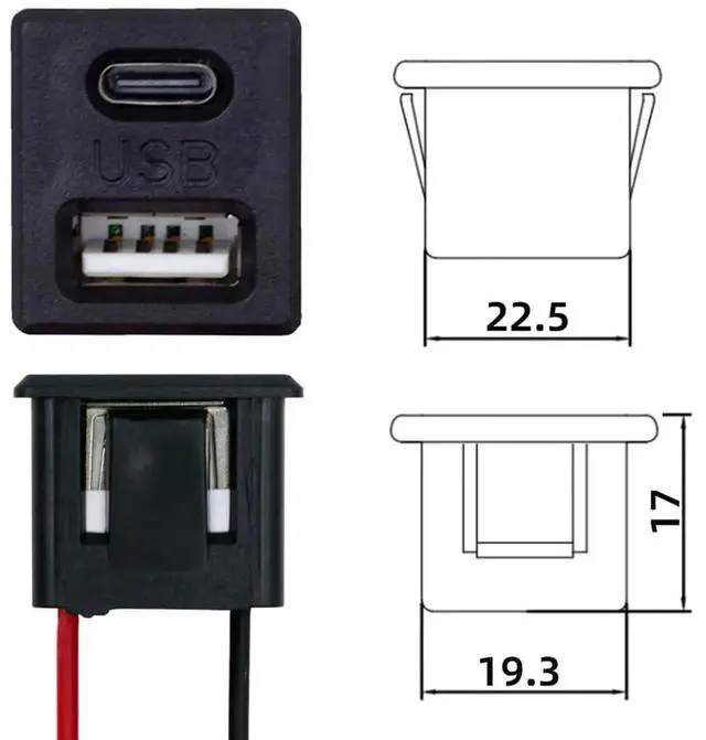 Alt view image 4 of 6 - AJMRTC DIY OEM TypeC & TypeA Female Socket to 2Pin Header Cable, 2.54mm Pitch LatchMount Connector DC 5V Power Supply Wire for Electronic Project, Cabinet Panel DIY Modification