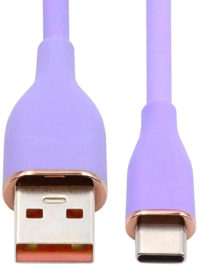 Main image of AJMRTC Purple 1M USBA to USBC Liquid Silicone Cable, UltraSoft USB2.0 Fast Charging & Data Sync Cord for Phones, Tablets, Laptops and USBC Enabled Devices