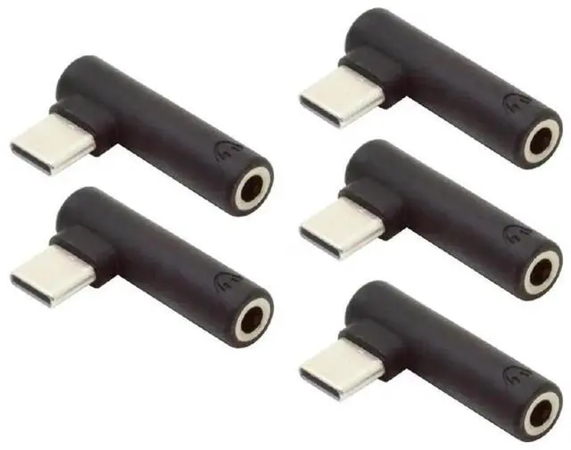 Main image of AJMRTC 5Pack 90 Degree Angled USBC 3.1 Male to 3.5mm AUX Female Earphone Adapter, Right Angle TypeC to 3.5mm Audio Jack Dongle for USBC Phones, Tablets and Laptops