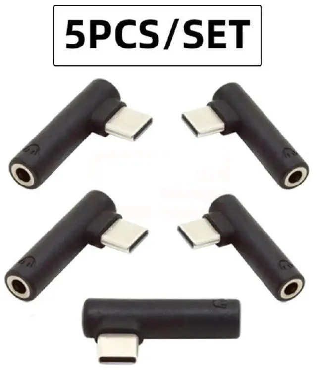 Alt view image 6 of 7 - AJMRTC 5Pack 90 Degree Angled USBC 3.1 Male to 3.5mm AUX Female Earphone Adapter, Right Angle TypeC to 3.5mm Audio Jack Dongle for USBC Phones, Tablets and Laptops