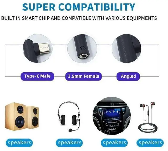 Alt view image 4 of 7 - AJMRTC 5Pack 90 Degree Angled USBC 3.1 Male to 3.5mm AUX Female Earphone Adapter, Right Angle TypeC to 3.5mm Audio Jack Dongle for USBC Phones, Tablets and Laptops