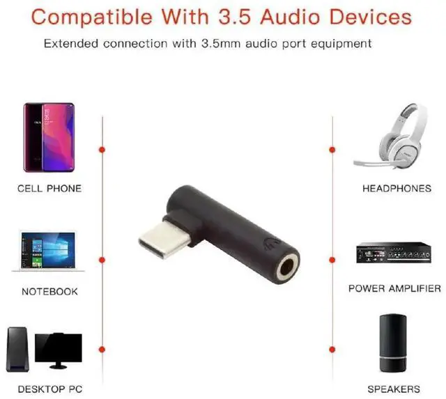 Alt view image 2 of 7 - AJMRTC 5Pack 90 Degree Angled USBC 3.1 Male to 3.5mm AUX Female Earphone Adapter, Right Angle TypeC to 3.5mm Audio Jack Dongle for USBC Phones, Tablets and Laptops