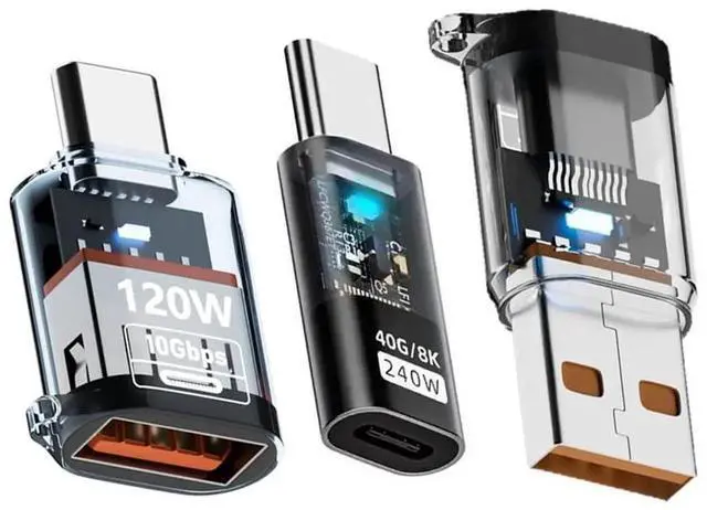 Main image of AJMRTC 3Pack USBC Converter Adapters, USB 3.2 & USB4 10Gbps / 40Gbps Data Transfer, PD 120W / 240W Fast Charging USBA & TypeC Connector Set for Laptops, Phones, SSD Drives
