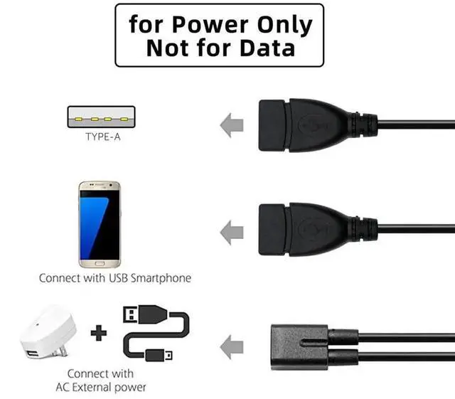 Alt view image 4 of 7 - AJMRTC DC 5V USBC Female to USB 2.0 Standard Dual TypeA Female Splitter Extension Cable, DualPort USBA Female Charging Splitter Cord for Power Supply & Device Charging
