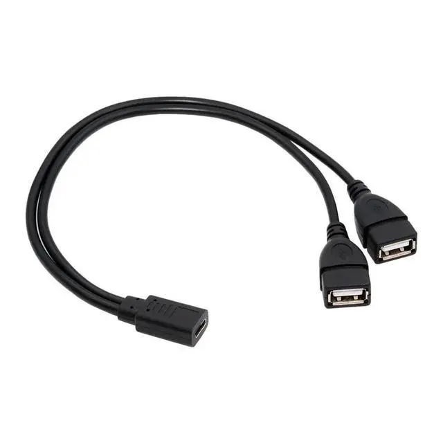 Alt view image 5 of 7 - AJMRTC DC 5V USBC Female to USB 2.0 Standard Dual TypeA Female Splitter Extension Cable, DualPort USBA Female Charging Splitter Cord for Power Supply & Device Charging